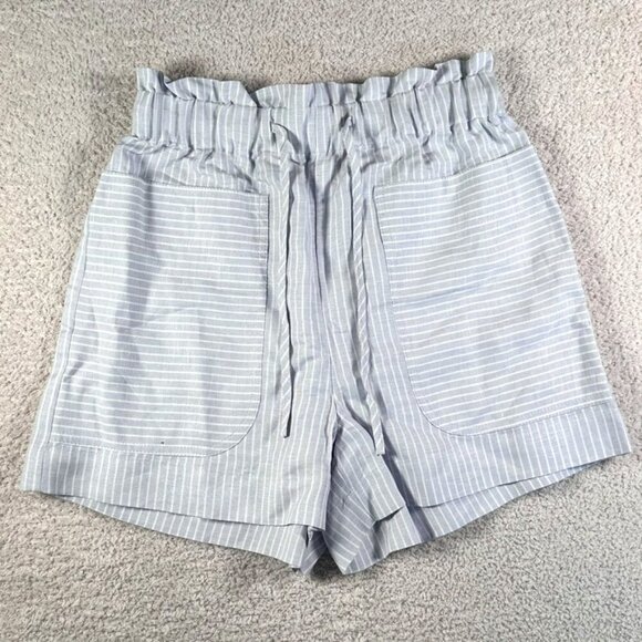 Madewell Womens Stripe-Play Drawstring Pull-On Paperbag Shorts XS Purple Wht NWT - Picture 2 of 11